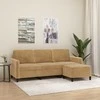 Trivietė sofa su pakoja, rudos spalvos, 180cm, aksomas