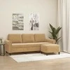 Trivietė sofa su pakoja, rudos spalvos, 180cm, aksomas