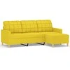 Trivietė sofa su pakoja, šviesiai geltona, 180cm, audinys