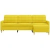 Trivietė sofa su pakoja, šviesiai geltona, 210cm, audinys