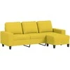 Trivietė sofa su pakoja, šviesiai geltona, 180cm, audinys