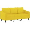 Trivietė sofa su pakoja, šviesiai geltona, 180cm, audinys
