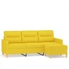 Trivietė sofa su pakoja, šviesiai geltona, 180cm, audinys