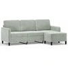Trivietė sofa su pakoja, šviesiai pilka, 180cm, aksomas