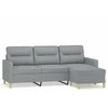 Trivietė sofa su pakoja, šviesiai pilka, 180cm, audinys