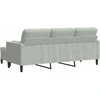 Trivietė sofa su pakoja, šviesiai pilka, 180cm, aksomas