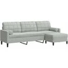 Trivietė sofa su pakoja, šviesiai pilka, 210cm, aksomas