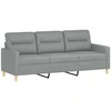 Trivietė sofa su pakoja, šviesiai pilka, 180cm, audinys