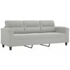 Trivietė sofa su pakoja, šviesiai pilka, 180cm, audinys