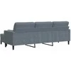 Trivietė sofa su pakoja, tamsiai pilkos spalvos, 210cm, aksomas