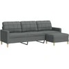 Trivietė sofa su pakoja, tamsiai pilkos spalvos, 210cm, audinys