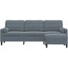 Trivietė sofa su pakoja, tamsiai pilkos spalvos, 210cm, aksomas