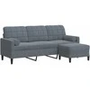 Trivietė sofa su pakoja, tamsiai pilkos spalvos, 180cm, aksomas
