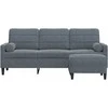 Trivietė sofa su pakoja, tamsiai pilkos spalvos, 180cm, aksomas