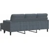 Trivietė sofa su pakoja, tamsiai pilkos spalvos, 180cm, aksomas