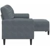 Trivietė sofa su pakoja, tamsiai pilkos spalvos, 180cm, aksomas