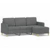 Trivietė sofa su pakoja, tamsiai pilkos spalvos, 180cm, audinys