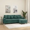 Trivietė sofa su pakoja, tamsiai žalios spalvos, 180cm, aksomas
