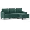 Trivietė sofa su pakoja, tamsiai žalios spalvos, 180cm, aksomas