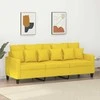 Trivietė sofa, šviesiai geltonos spalvos, 180cm, audinys