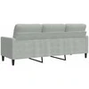 Trivietė sofa, šviesiai pilkos spalvos, 180cm, aksomas