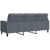 Trivietė sofa, tamsiai pilkos spalvos, 180cm, aksomas