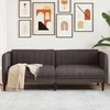 Trivietė sofa, tamsiai rudos spalvos, audinys