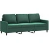 Trivietė sofa, tamsiai žalios spalvos, 180cm, aksomas