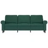Trivietė sofa, tamsiai žalios spalvos, 180cm, aksomas