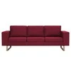 Trivietė sofa, vyno raudonos spalvos, audinys