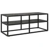 TV staliukas TV spintelė, juoda, 100x40x40cm, su juodu marmuriniu stiklu