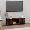 TV staliukas TV spintelė su durelėmis, dūminio ąžuolo, 102x30x36cm