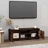 TV staliukas TV spintelė su durelėmis, dūminio ąžuolo, 102x30x36cm