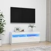 TV staliukas TV spintelė su LED apšvietimu, balta, 100x35x40cm, blizgi