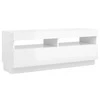TV staliukas TV spintelė su LED apšvietimu, balta, 100x35x40cm, blizgi