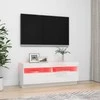 TV staliukas TV spintelė su LED apšvietimu, balta, 100x35x40cm, blizgi