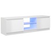 TV staliukas TV spintelė su LED apšvietimu, balta, 120x30x35,5cm, blizgi