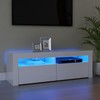 TV staliukas TV spintelė su LED apšvietimu, balta, 120x35x40cm, blizgi