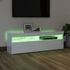 TV staliukas TV spintelė su LED apšvietimu, balta, 120x35x40cm, blizgi