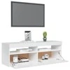 TV staliukas TV spintelė su LED apšvietimu, balta, 120x35x40cm, blizgi
