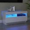 TV staliukas TV spintelė su LED apšvietimu, balta, 80x35x40cm, blizgi