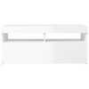 TV staliukas TV spintelė su LED apšvietimu, balta, 90x35x40cm, blizgi