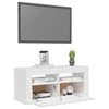 TV staliukas TV spintelė su LED apšvietimu, balta, 90x35x40cm, blizgi