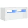 TV staliukas TV spintelė su LED apšvietimu, balta, 90x35x40cm, blizgi
