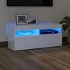 TV staliukas TV spintelė su LED apšvietimu, balta, 90x35x40cm, blizgi