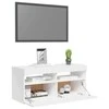 TV staliukas TV spintelė su LED apšvietimu, balta, 90x35x40cm, blizgi