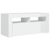 TV staliukas TV spintelė su LED apšvietimu, balta, 90x35x40cm, blizgi