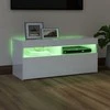 TV staliukas TV spintelė su LED apšvietimu, balta, 90x35x40cm, blizgi