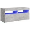 TV staliukas TV spintelė su LED apšvietimu, betono pilka, 90x35x40cm