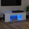 TV spintelė su LED apšvietimu, blizgi balta, 90x39x30cm